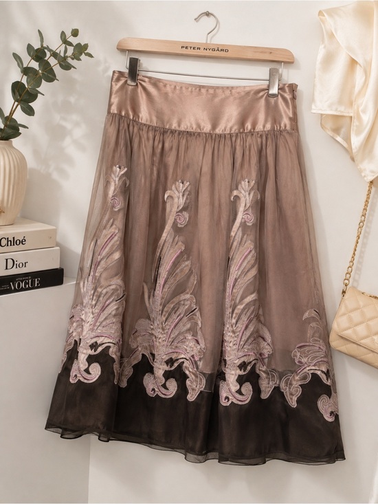Peter Nygard Dresses & Skirts - Peter Nygård 100% Silk Embroidered Midi Skirt Size 14